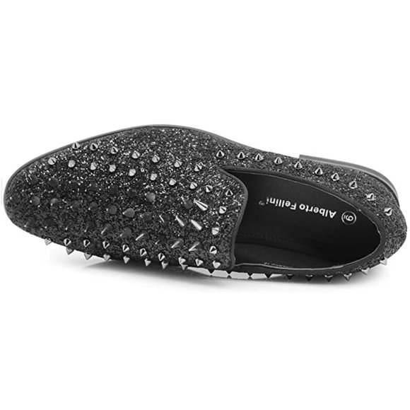 Men\'s Vintage Spike Dress Loafers Slip On Fashion Shoes Classic Tuxedo Black main image 5